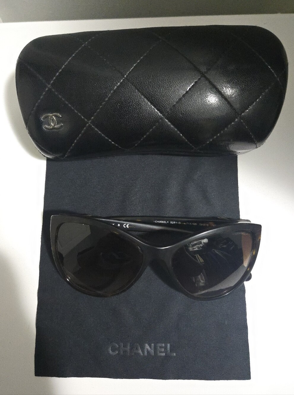 CHANEL Cat-Eye Sunglasses with Quilted Case
